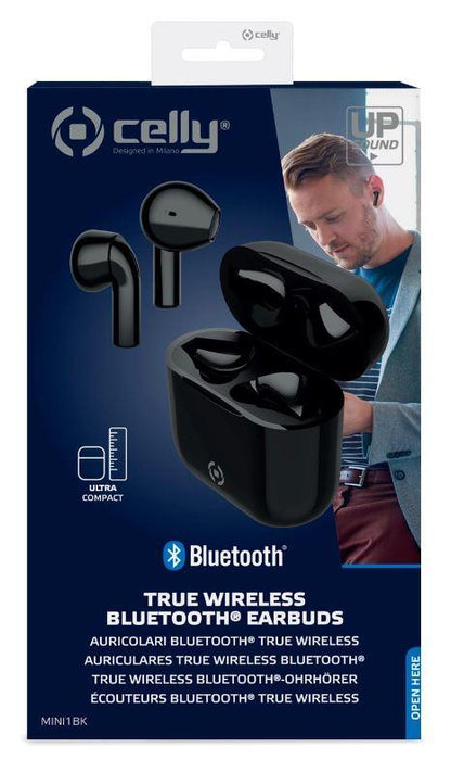 CELLY EARBUDS BLUETOOTH MINI1 BLACK - Grande Marvin