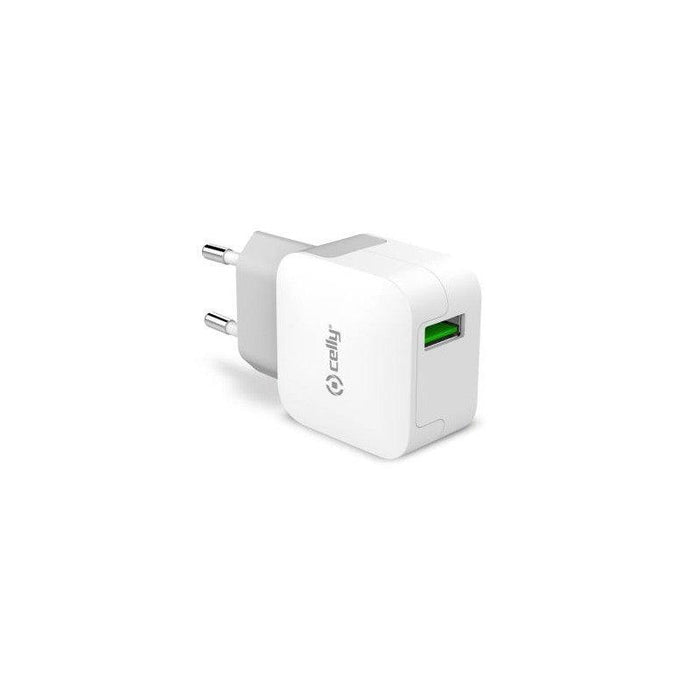 CELLY TRAVEL CHARGER TURBO1 USB 2.4A WHITE