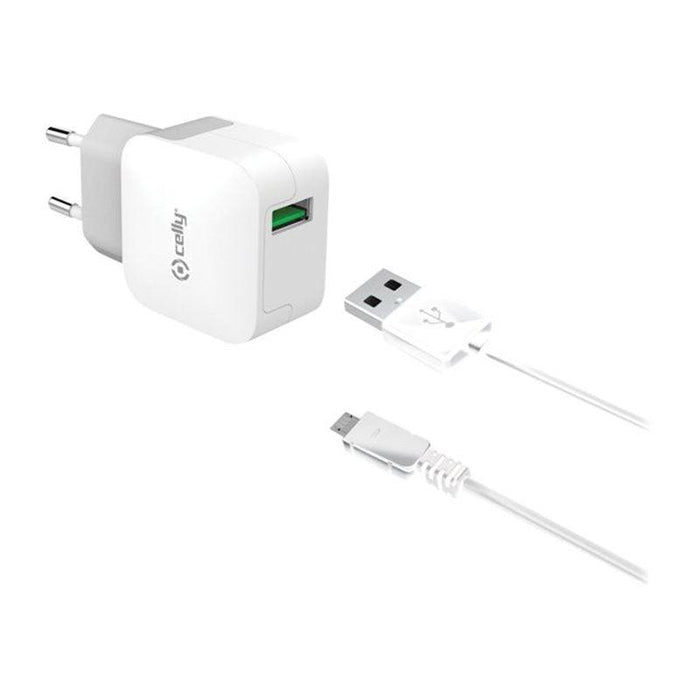 CELLY WALL CHARGER 2.4A+MICRO USB CABLE